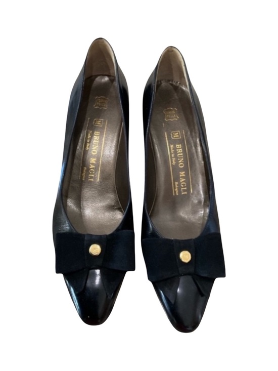 Bruno Magli Shoes - Bruno Magli Black Patent Bow Heels Italy Size 7.5 Designer